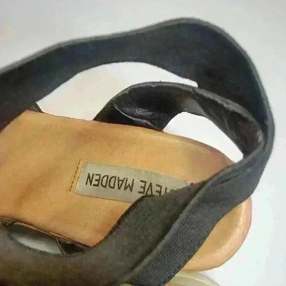 Steven Madden Beladonna Women's Black Strappy Sandals Stretch Cork Platform 8M - Picture 4 of 9